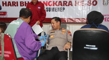 Polres Sumenep Gelar Bhakti Kesehatan Donor Darah Dalam Rangka Hari Bhayangkara Ke-80