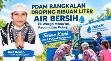 PDAM Bangkalan Droping Ribuan Liter Air Bersih ke Warga Mano’an, Aruf Kenzo Sampaikan Terima Kasih